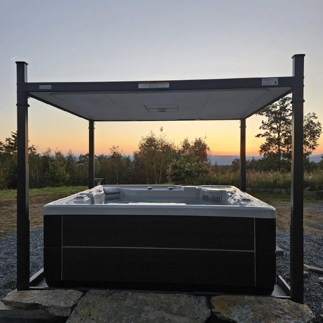 Grandee hot tub Ice Grey Shell - Blackwood Cabinet and Covana charlestown nh 650 x 650